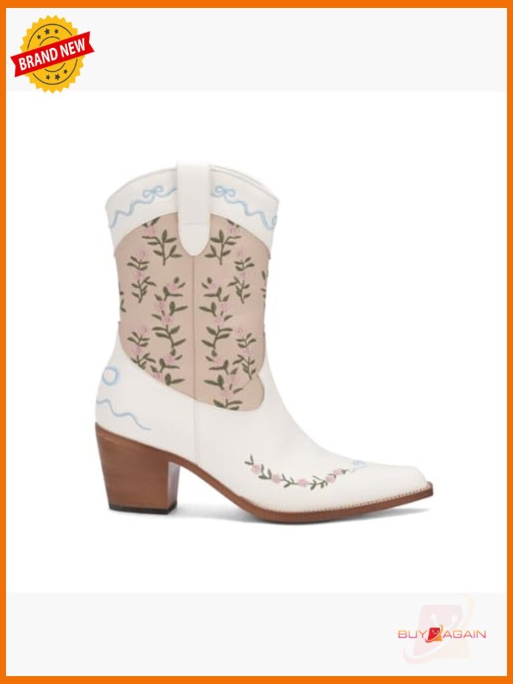 Western Cowgirl Boots Mid-Calf Chunky Heel Square Toe Fashion Country Boots - Picture 4 of 7